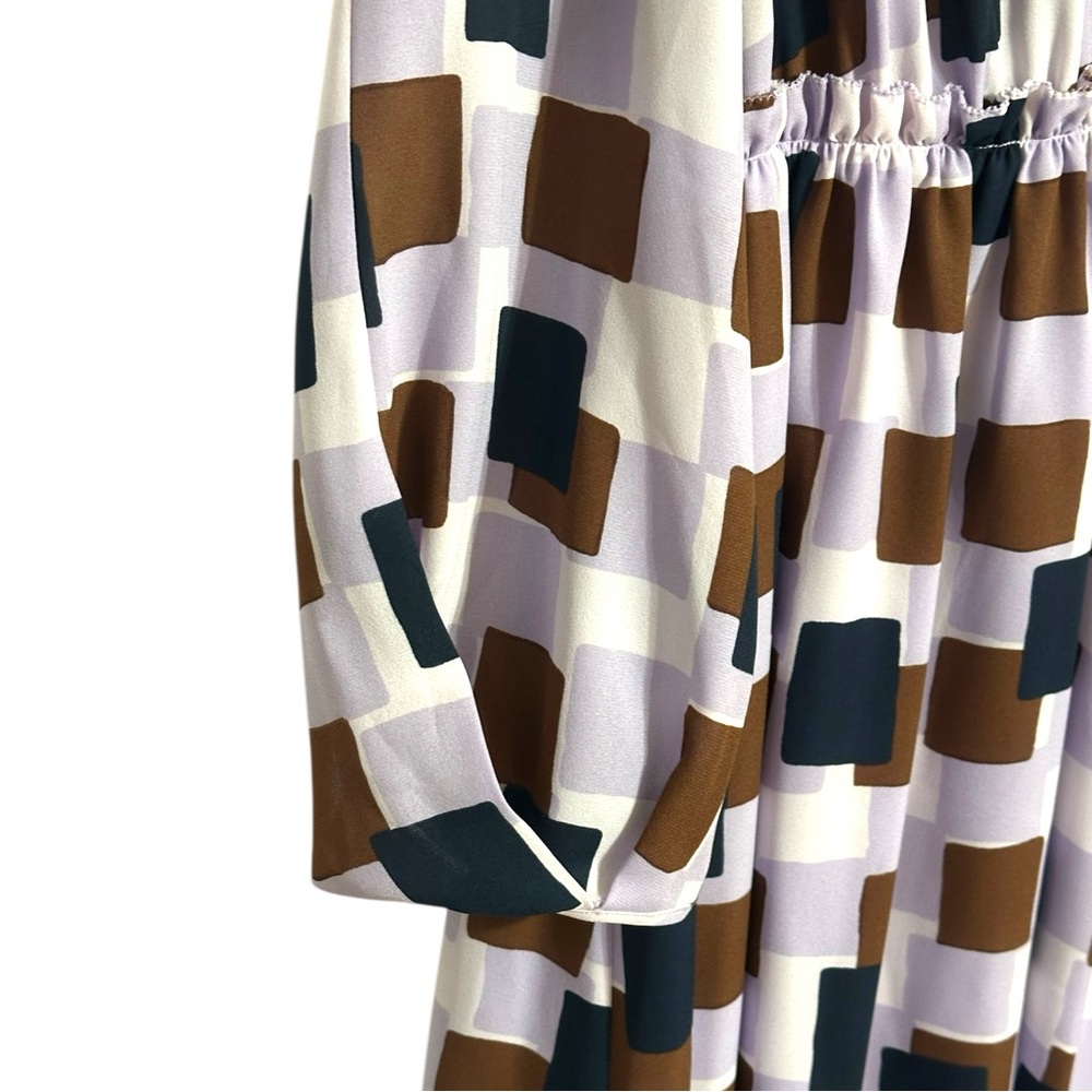Kate Spade New York Geo Squares Swing Ruffled Dress Size 12 - Picture 15 of 16